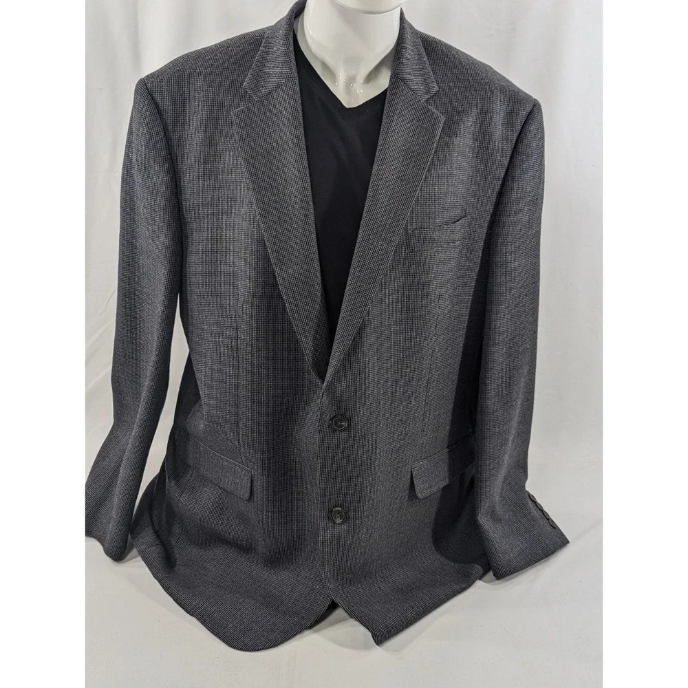 Chaps Ralph Lauren Blazer Suit‎ Jacket Soft Wool Birdseye Blue 48L *Small Hole